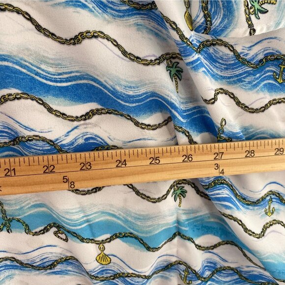 Quacker Factory Top Womens Extra Large Blue Ocean Charm Bracelet Shawl Blouse - Picture 7 of 9